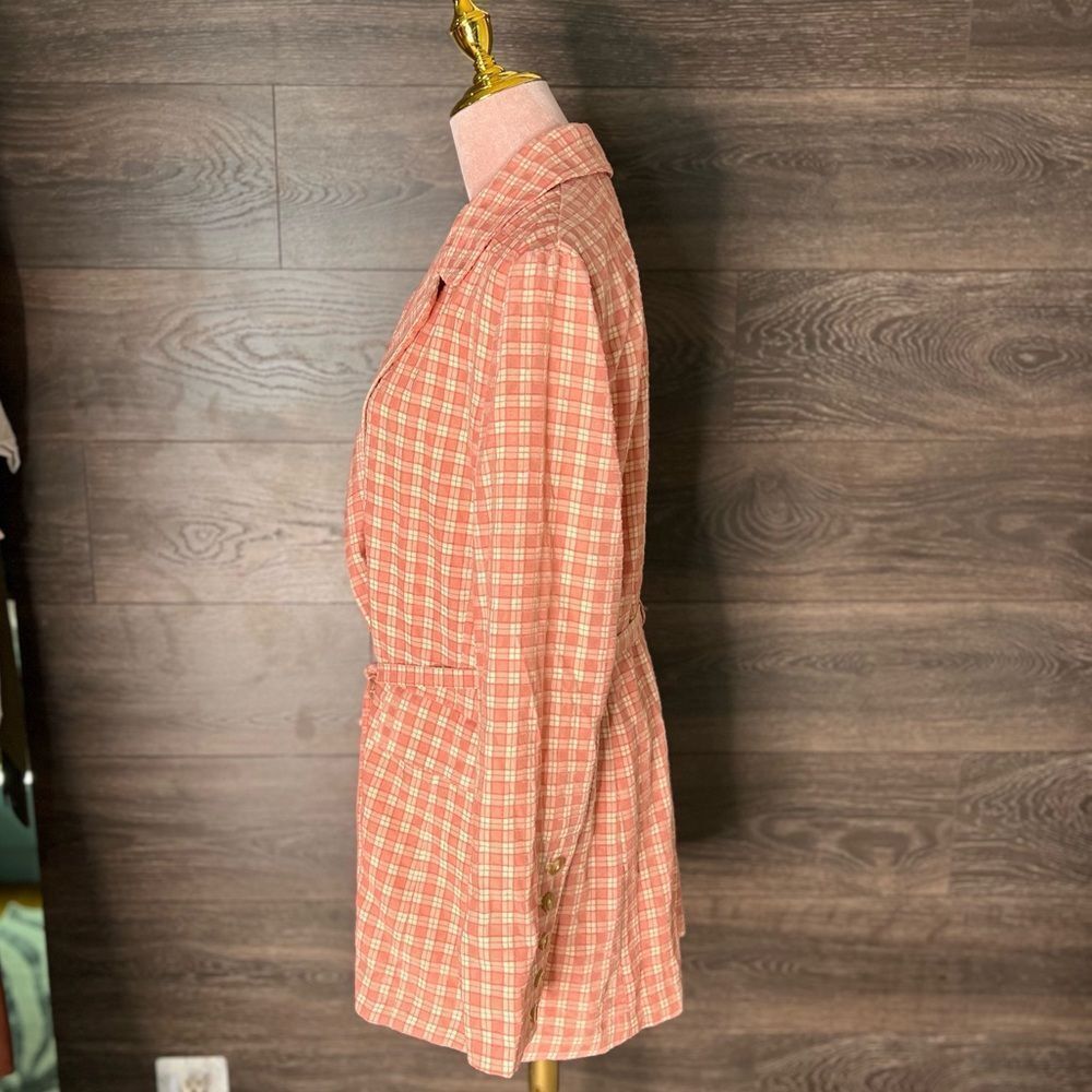 FREE PEOPLE Pink/Rose Olivia Gingham Lightweight Blazer/Trench, Medium. NWT - Picture 8 of 14